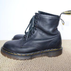 Doc Martin, Rare 1460 Bex Lug Sole Leather Black Combat Boots, US Women's Size 8